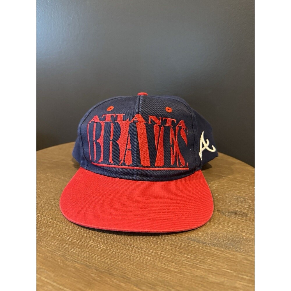 Vintage Atlanta Braves Logo 7 Hat Cap Snapback 90s Spellout Baseball Ships Fast